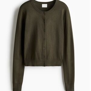 H&M Khaki-Green Fine-knit Cardigan